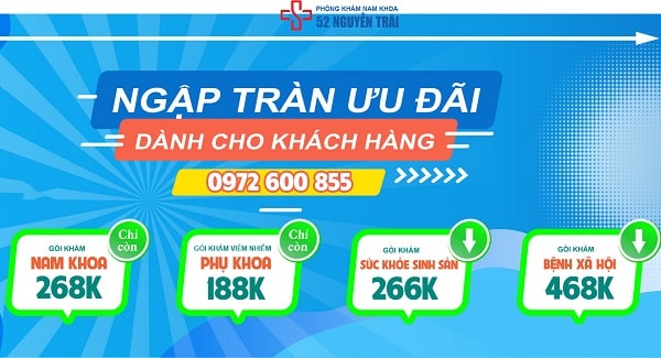 Đến ngay Phòng Khám Nam Khoa 52 Nguyễn Trãi để nhận những ưu đãi khám sức khỏe cực lớn